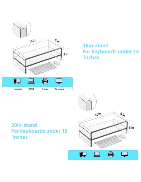 Soporte de Monitor Acrílico Wymexen 2 Niveles 40.6x20.3 cm