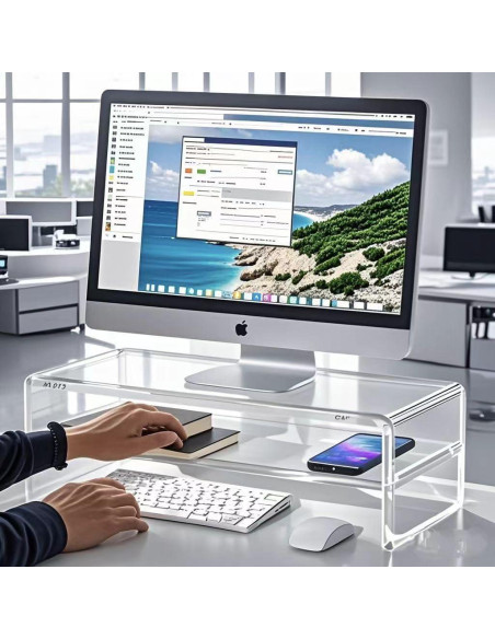 Soporte de Monitor Acrílico Wymexen 2 Niveles 40.6x20.3 cm