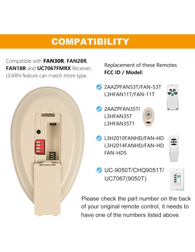 Control Remoto FAN35T para Ventilador de Techo Breeze Bay, 3 Velocidades