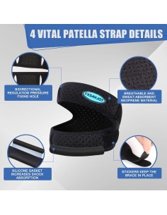 Faja de Rodilla FXSAVJOT Soporte Neopreno Ajustable Mediano Negro 2