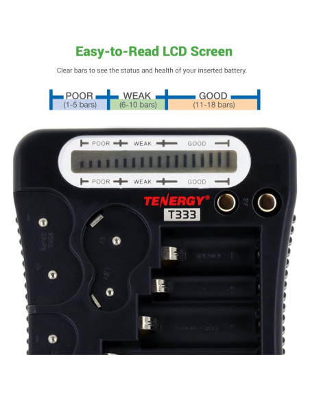 Probador de Baterías Tenergy T-333 LCD Universal Multiusos