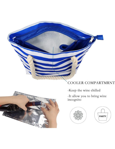 Bolsa de Vino YOOMIK para 2 Botellas Aislada Rayas Azules