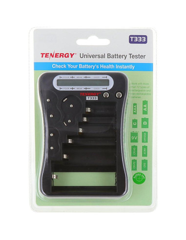 Probador de Baterías Tenergy T-333 LCD Universal Multiusos