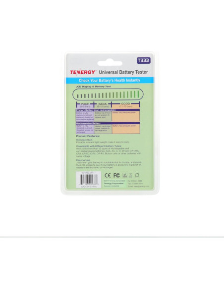 Probador de Baterías Tenergy T-333 LCD Universal Multiusos