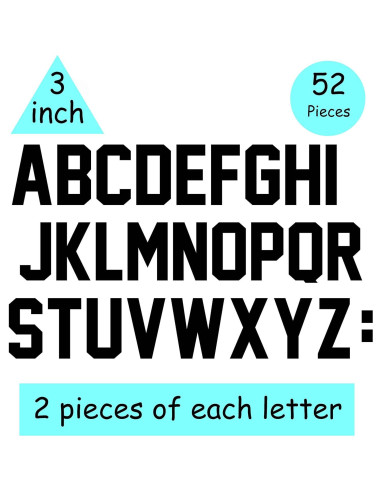 52 Letras Transferencia Calor Fanbay 7.62 cm Negro