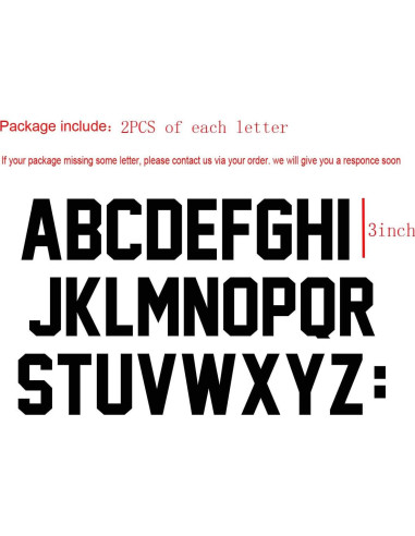 52 Letras Transferencia Calor Fanbay 7.62 cm Negro