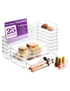 Juego de Organizadores de Cajones Masirs - 25 Piezas Transparentes