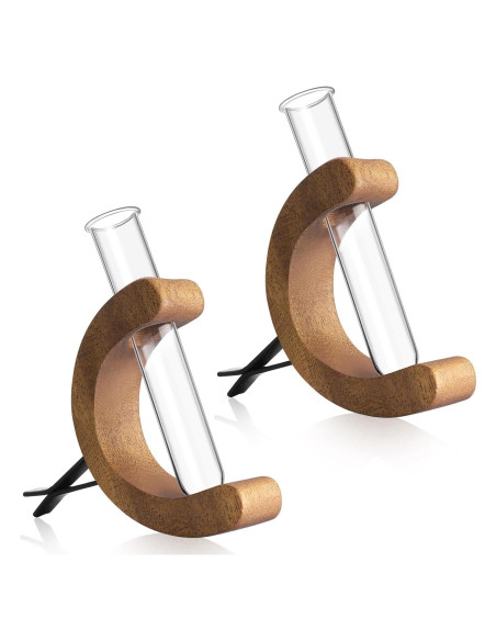 2 Jarrones de Vidrio para Flores en Clip Datanly Marrón