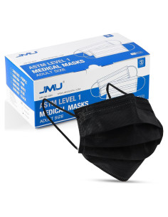Mascarillas Desechables JMU 50pcs 3 Capas Grado Médico Negra