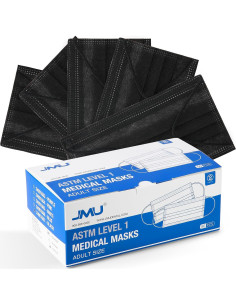 Mascarillas Desechables JMU 50pcs 3 Capas Grado Médico Negra 2