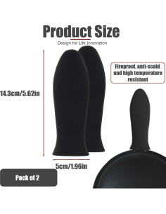 Paquete de 2 fundas de mango de silicona Huakaile - Resistentes al calor 2