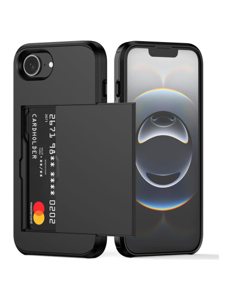 Funda Cartera Nvollnoe para iPhone 16e 6.1'' Doble Capa Negra