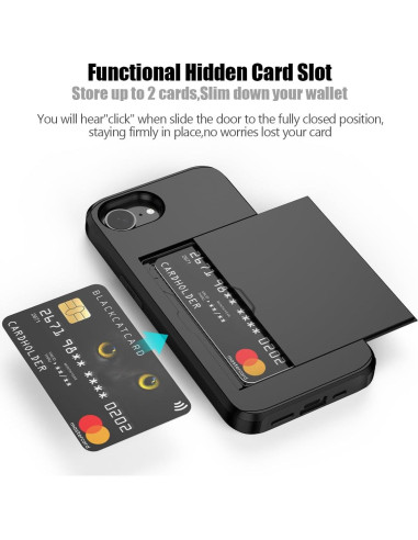 Funda Cartera Nvollnoe para iPhone 16e 6.1'' Doble Capa Negra