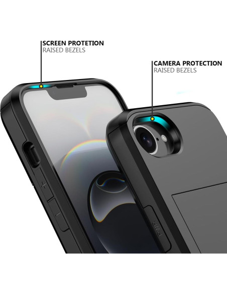 Funda Cartera Nvollnoe para iPhone 16e 6.1'' Doble Capa Negra