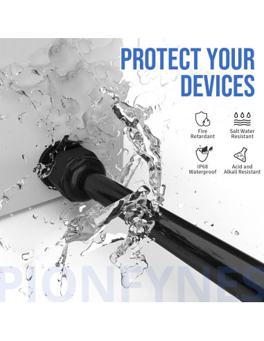 20 Conectores de Cable Impermeables PG7 PIONFYNES 3-6.5mm