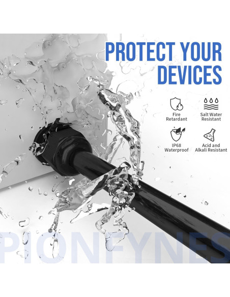20 Conectores de Cable Impermeables PG7 PIONFYNES 3-6.5mm