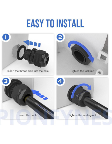 20 Conectores de Cable Impermeables PG7 PIONFYNES 3-6.5mm