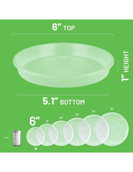 MUDEELA Paquete de 6 Platillos Redondos de 15 cm para Macetas