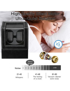 Enrollador de Reloj Automático LINGFANSTORE Cuero Negro 2