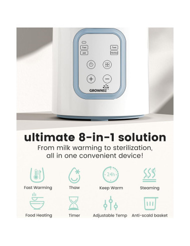 Calentador de Botellas GROWNSY N1T Azul 8 en 1 Rápido y Multifuncional