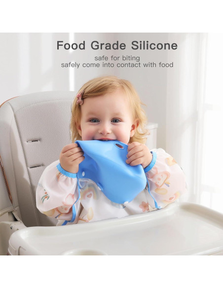 Babero de Manga Larga Usbettas con Bolsillo Silicona 6-12 Meses