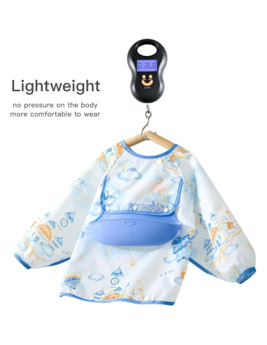 Babero de Manga Larga Usbettas con Bolsillo Silicona 6-12 Meses