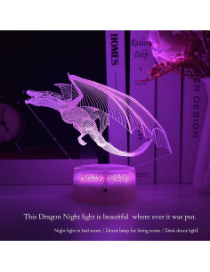Luz Nocturna LED Dragón HYODREAM 16 Colores Control Remoto 2