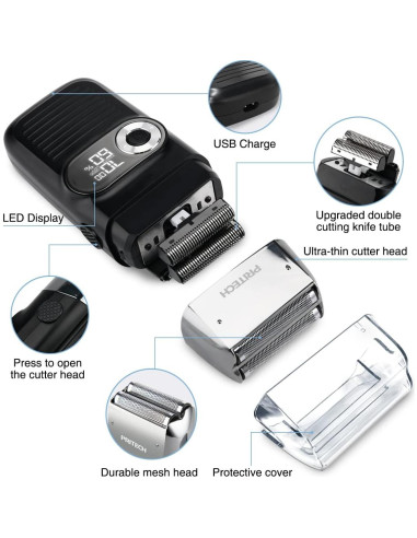 Afeitadora Eléctrica 2 en 1 Pritech RSM-1699 Negro Plateado