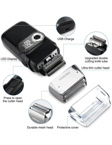 Afeitadora Eléctrica 2 en 1 Pritech RSM-1699 Negro Plateado