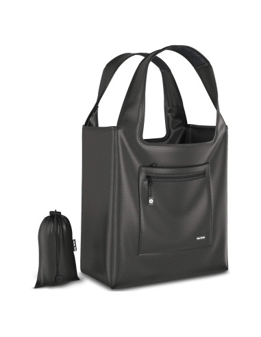Bolsa de Compras Reutilizable Ecológica Premium - Nylon Ripstop Negro