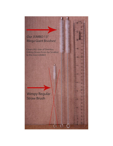 Popotes Jumbo Acero Inoxidable CocoStraw 14" 2 Pzas + Cepillo