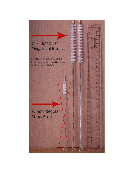 Popotes Jumbo Acero Inoxidable CocoStraw 14" 2 Pzas + Cepillo