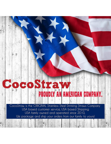 Popotes Jumbo Acero Inoxidable CocoStraw 14" 2 Pzas + Cepillo