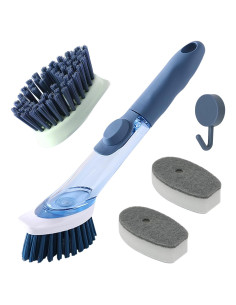 Cepillo de Platos Cenbee con Dispensador de Jabón y 4 Cabezas