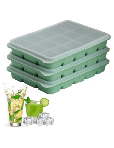 Juego de 3 bandejas de hielo de silicona LYQOQYL con tapa