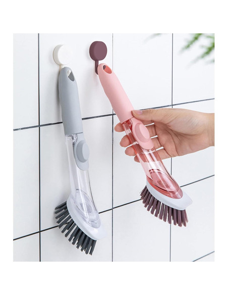 Cepillo de Platos Cenbee con Dispensador de Jabón y 4 Cabezas