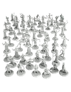 Conjunto de Miniaturas de Fantasía - 64 Pobladores Pintables - DND