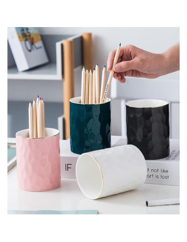 Soporte de Lápiz Cerámica Aewill Negro Organizador Escritorio