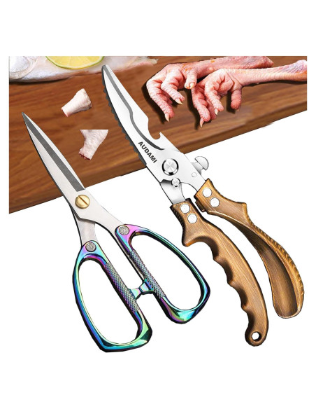Conjunto de Tijeras de Cocina AUDAMI 2 Pcs Acero Inoxidable