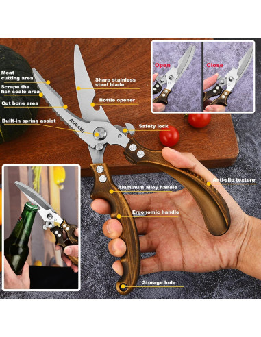 Conjunto de Tijeras de Cocina AUDAMI 2 Pcs Acero Inoxidable