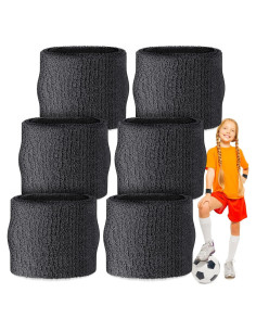 Muñequera Deportiva Wettarn para Niños - 3 Pares Negras