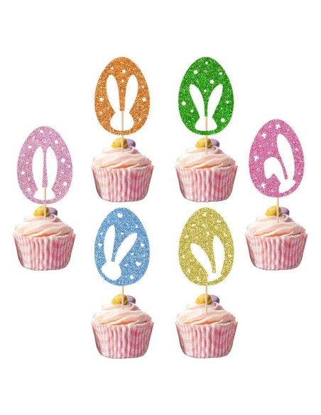 24 Adornos de Cupcake de Pascua ZitTRo - Conejos y Huevos