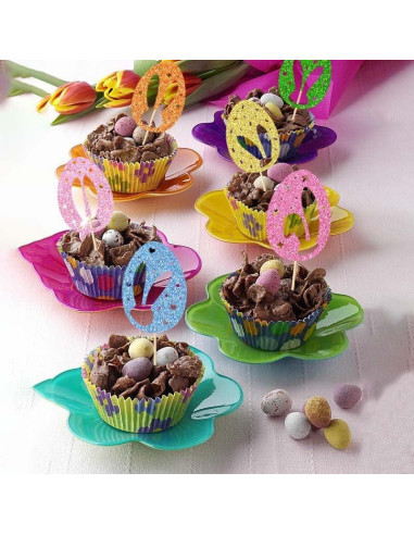 24 Adornos de Cupcake de Pascua ZitTRo - Conejos y Huevos