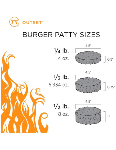 Prensa de Hamburguesas Ajustable Outset - 3 Tamaños 113g a 226g