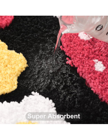 Alfombra de Baño Antideslizante Anybar Negra 46x51 cm Floral