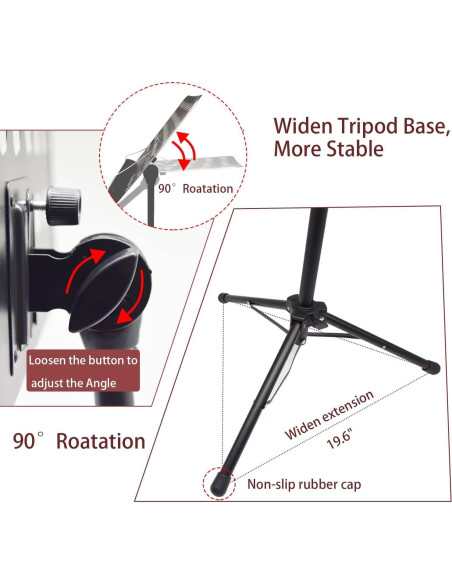 Atril de Partituras Tialero con Luz y Soporte Teléfono 84-145cm