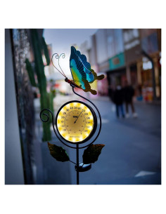 Termómetro de Exterior HONGLAND Mariposa LED Solar IP65