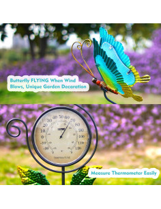 Termómetro de Exterior HONGLAND Mariposa LED Solar IP65 2