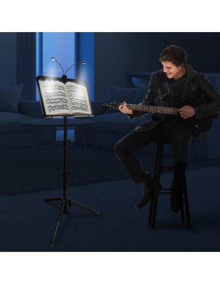 Atril de Partituras Tialero con Luz y Soporte Teléfono 84-145cm