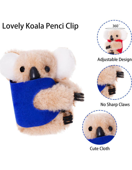 Set de 4 Clips de Koala Haakong para Lápiz Multicolor 5cm